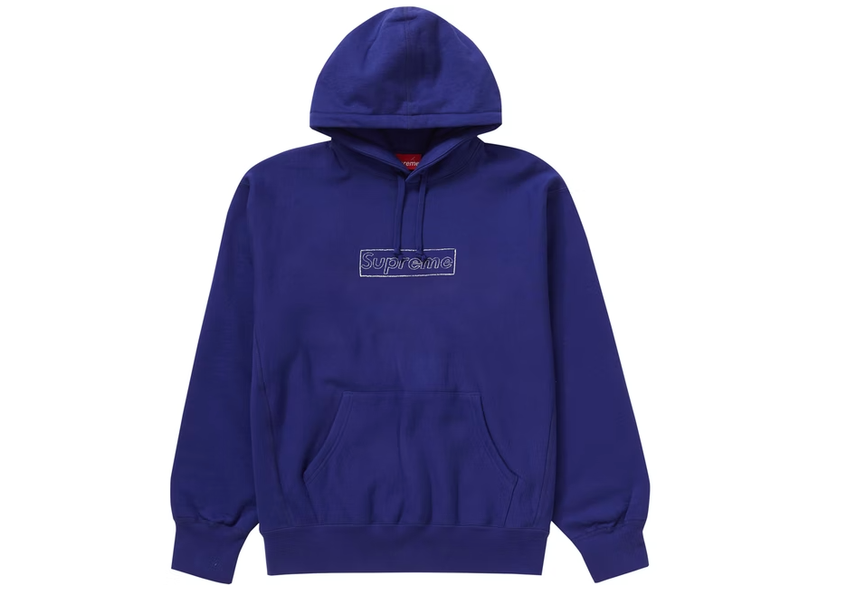 Supreme KAWS Chalk Logo Hooded Sweatshirt Washed Navy Urban Necessities