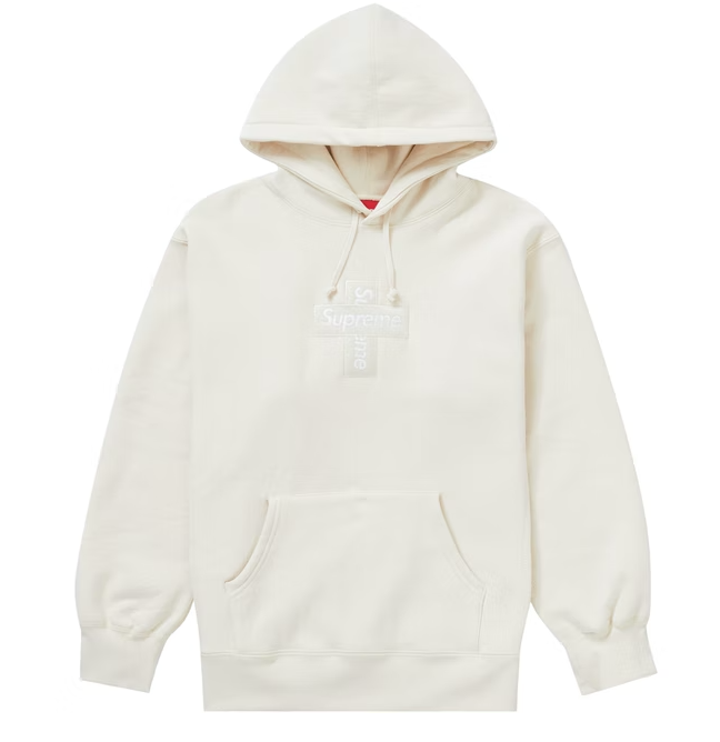 Supreme Cross Box Logo Hooded Sweatshirt Natural