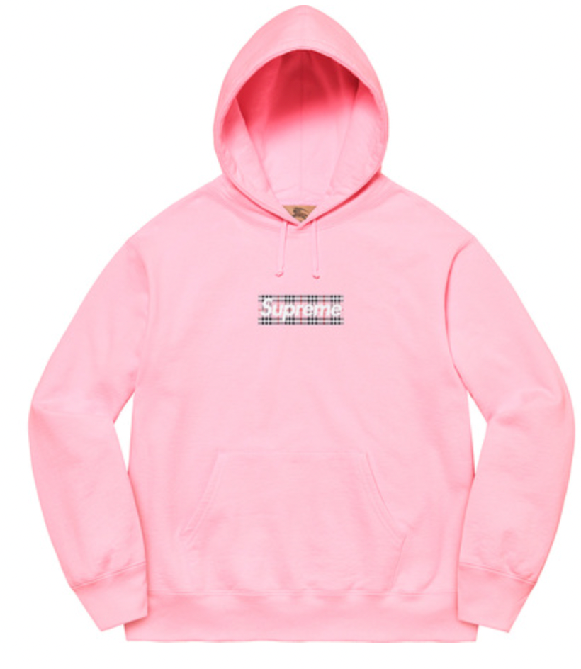 Supreme Burberry Box Logo Hooded Sweatshirt Light Pink