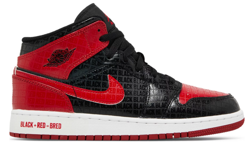 Air Jordan 1 Mid SS GS 'Black + Red = Bred' - DM9650 001