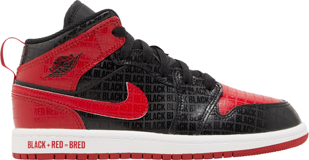 Air Jordan 1 Mid SS PS 'Black + Red = Bred' - DM9651 001