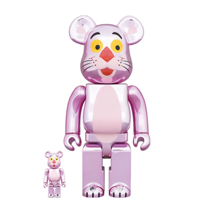 Bearbrick x Pink Panther 100% & 400% Set Chrome Ver.