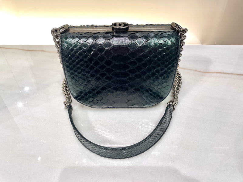 Chanel Limited Edition Python Bag, Dark Green