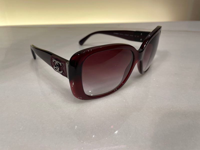 Chanel Burgundy Sunglasses w/Turnlock CC