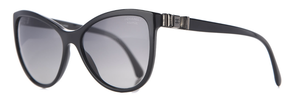Lot - Chanel Beige & Black Bow Sunglasses 5281
