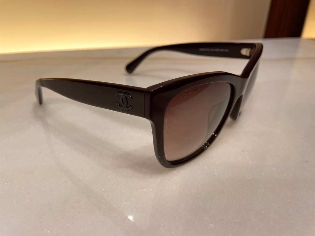 Chanel burgundy sunglasses w/mirrored lenses