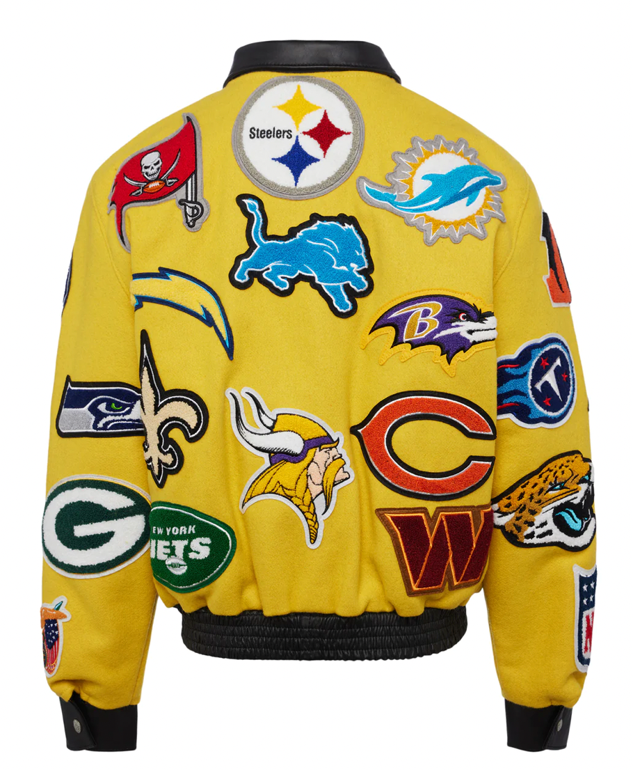 NFL COLLAGE WOOL & LEATHER JACKET Black – Jeff Hamilton Shop