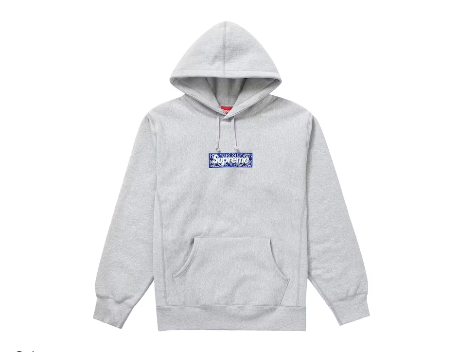 Supreme Bandana Box Logo Hooded Sweatshirt Heather Grey – Urban
