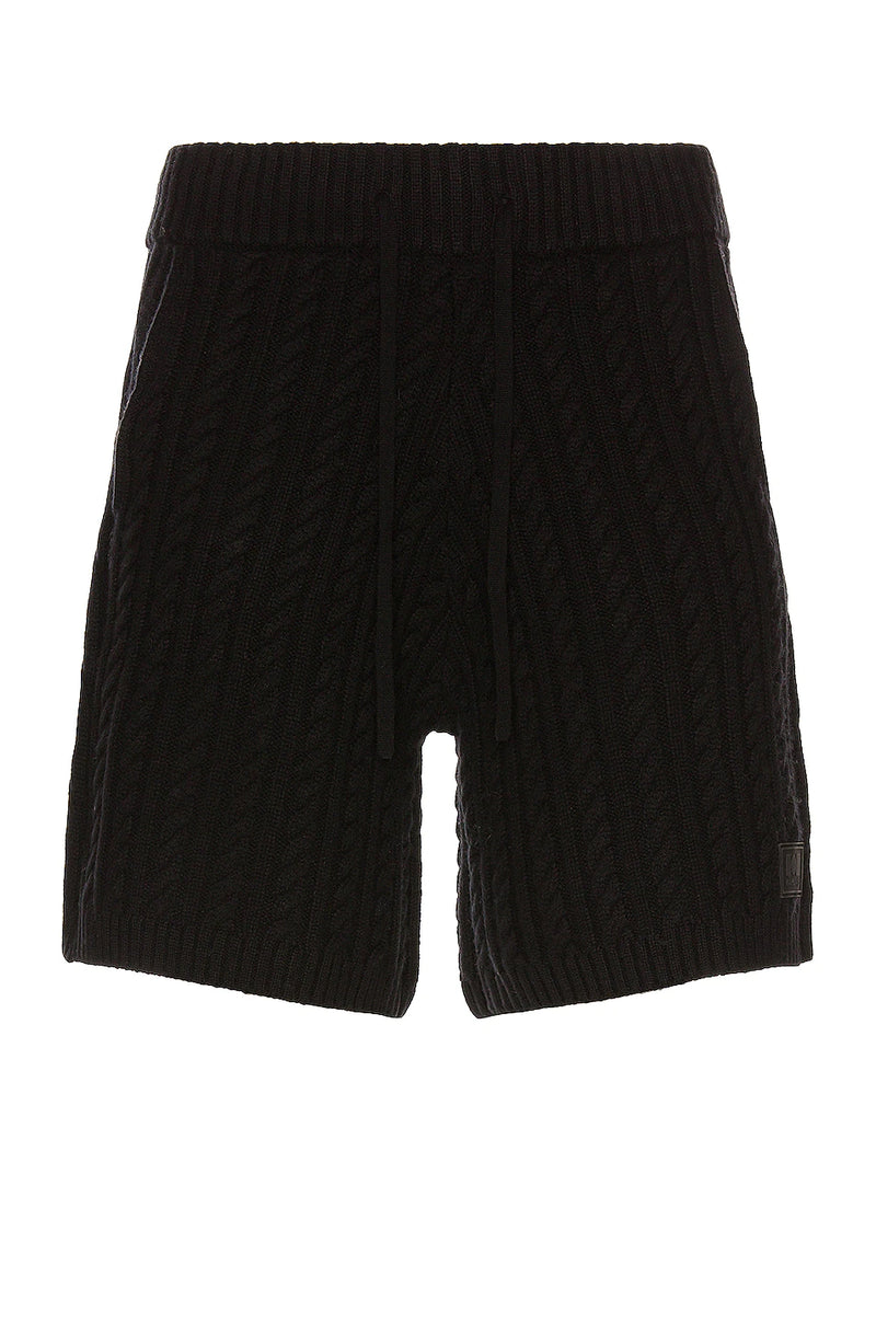 NAHMIAS Full Cable Knit Basketball Shorts - Black