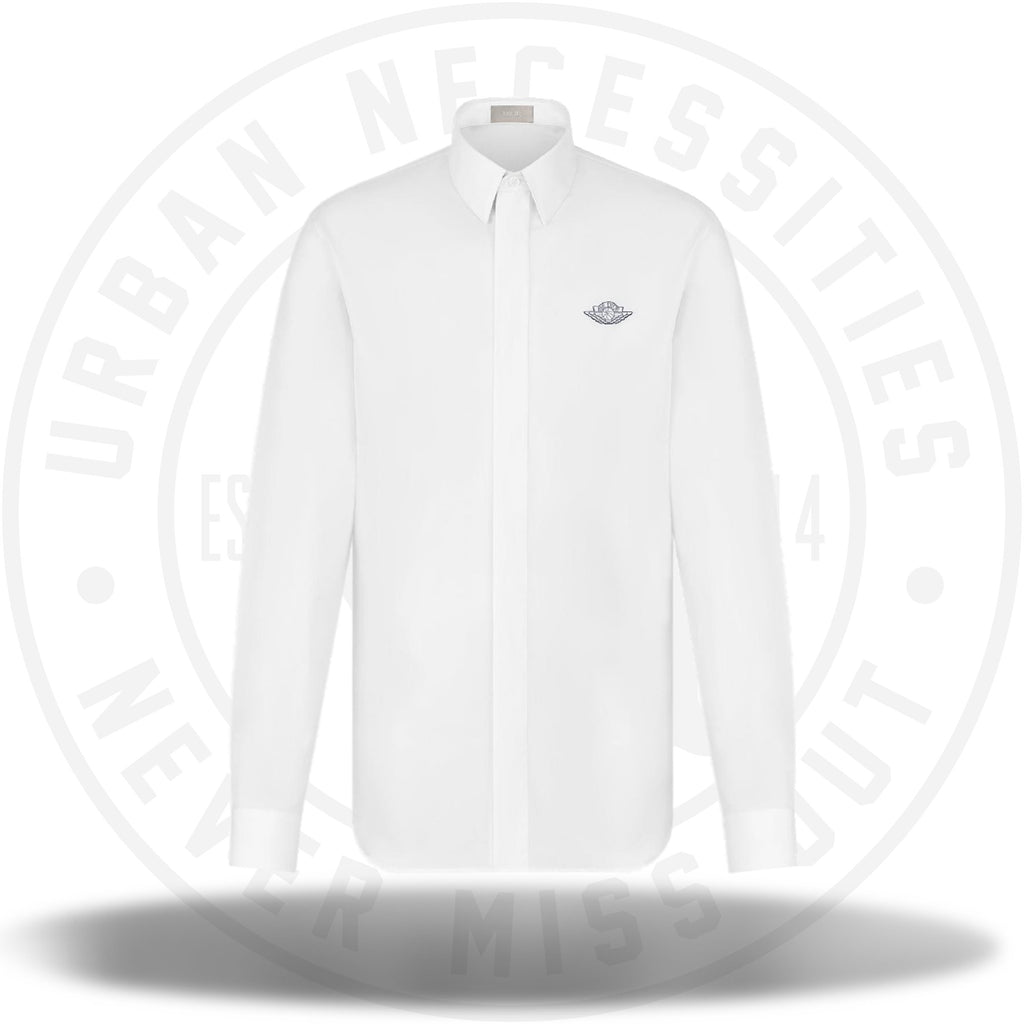 Dior x Jordan Wings Longsleeve Button Up Shirt White