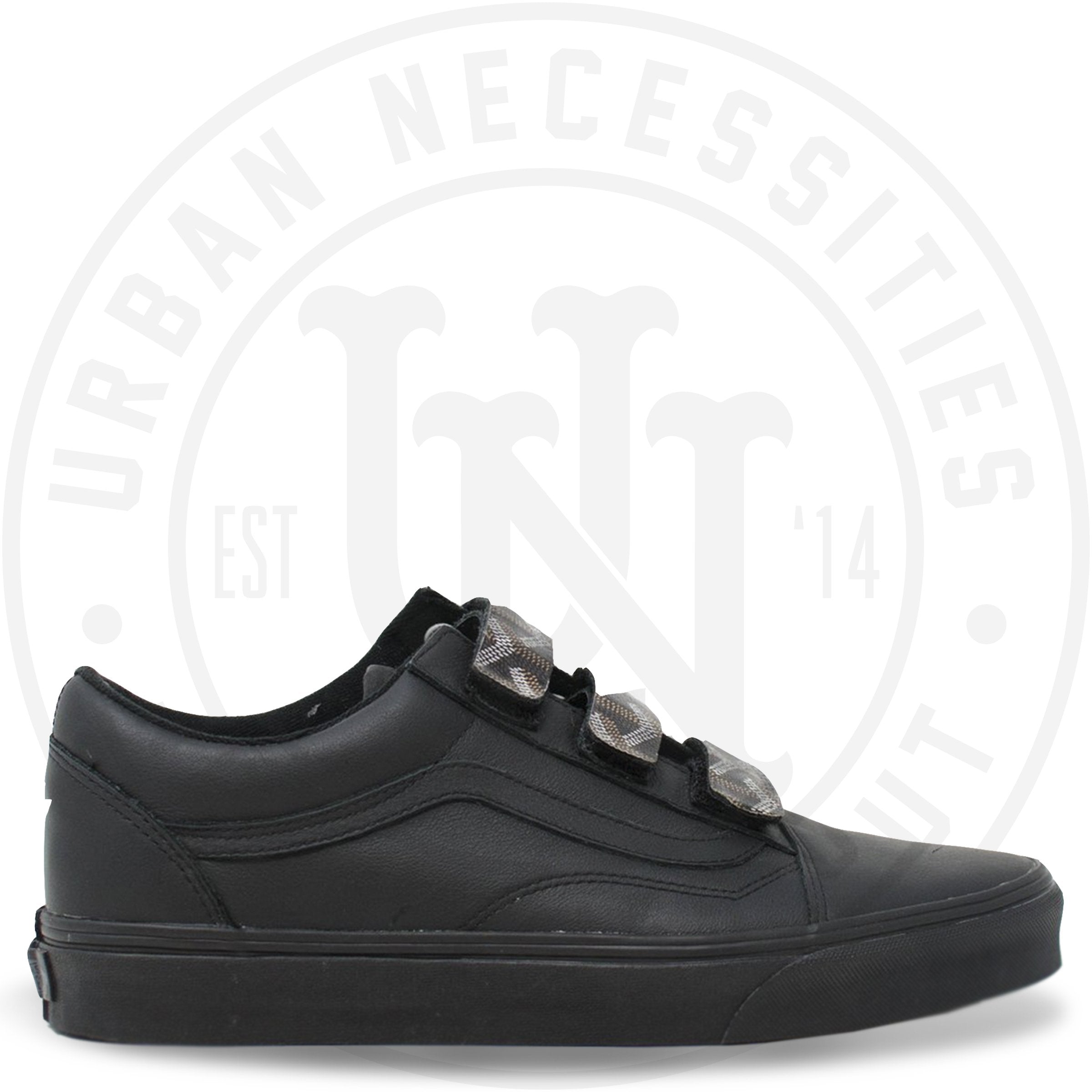 Kuhvit Custom Vans Old Skool V Mono Leather Shoes Black With Black Goy –  Urban Necessities