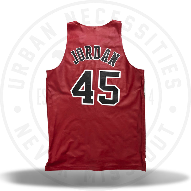 Kuhvit Customs Chicago Bulls 'Jordan 45' Leather Double Lay Custom Jersey Red