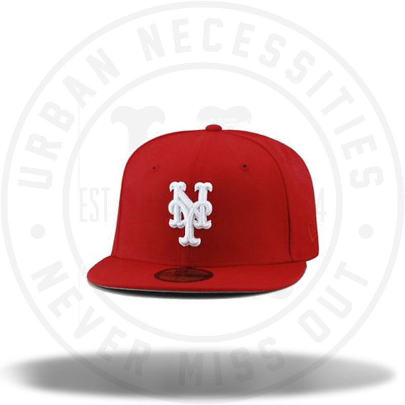New Era New York Mets MLB Fitted Hat Cap All Red/White